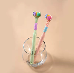 Soft Bristle 3 Sided Toothbrush, Oral Care Safety Toothbrush, Deep Cleaning Baby Toothbrush