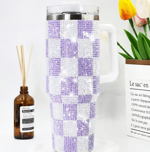 1200ml Rhinestone Tumbler, Stainless Steel Car Mug With Straw, Insulated Water Bottle Thermos