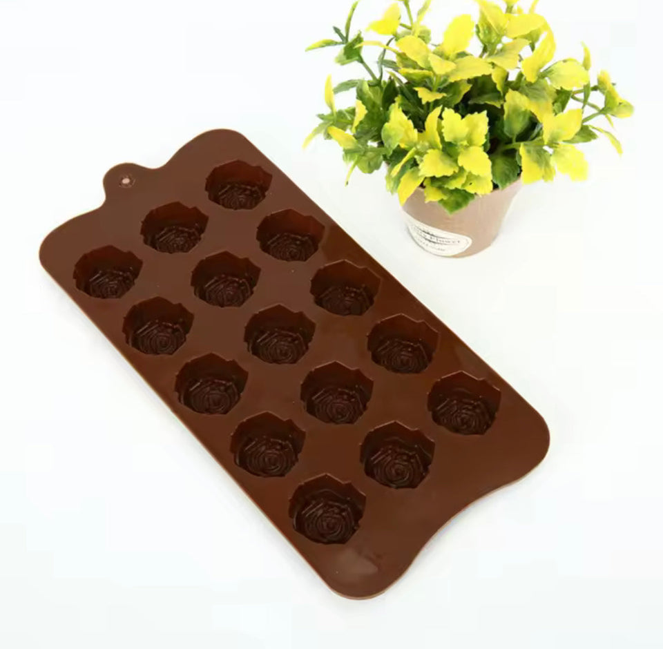 Flowers Shaped Silicone Chocolate Mold, Cake Decoration Tool, Reusable Rose Flower Chocolate Mold