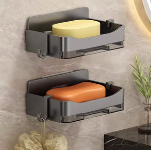 Creative Wall Mounted Soap Holder, Self Adhesive Punch Free Soap Box, Drainage Waterproof Soap Storage Tray, Bathroom Soap Holder Tray