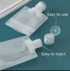Set Of 2 Portable Travel Refillable Liquid Pouch, Transparent Multipurpose Hand Cream Pouch, Leakproof Refillable Bag