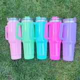 Double Vacuum Bluetooth Audio Car Tumbler, Tumbler With Handle Lid Straw, Stainless Steel Vacuum Insulated Car Mug, Thermal Iced Bottle