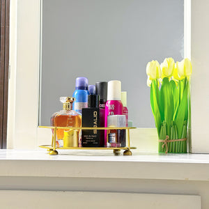 Classy Golden Vanity Display, Multipurpose Cosmetic Jewellery Tray, Kitchen Seasoning Organizer Tray