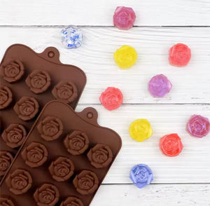 Flowers Shaped Silicone Chocolate Mold, Cake Decoration Tool, Reusable Rose Flower Chocolate Mold