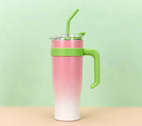 40oz Insulated Gradient Tumbler With Lid, Stainless Steel Car Mug With Straw, Stainless Steel Vacuum Insulated Car Mug