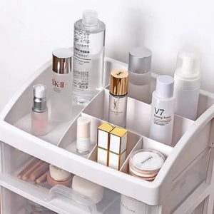 Transparent Beauty Counter, Desktop Sundries Storage Box, Dressing Table Storage Rack, Multifunction Desktop Drawer Jewelry Makeup Holder, Four Layer Three Drawer Plastic Box