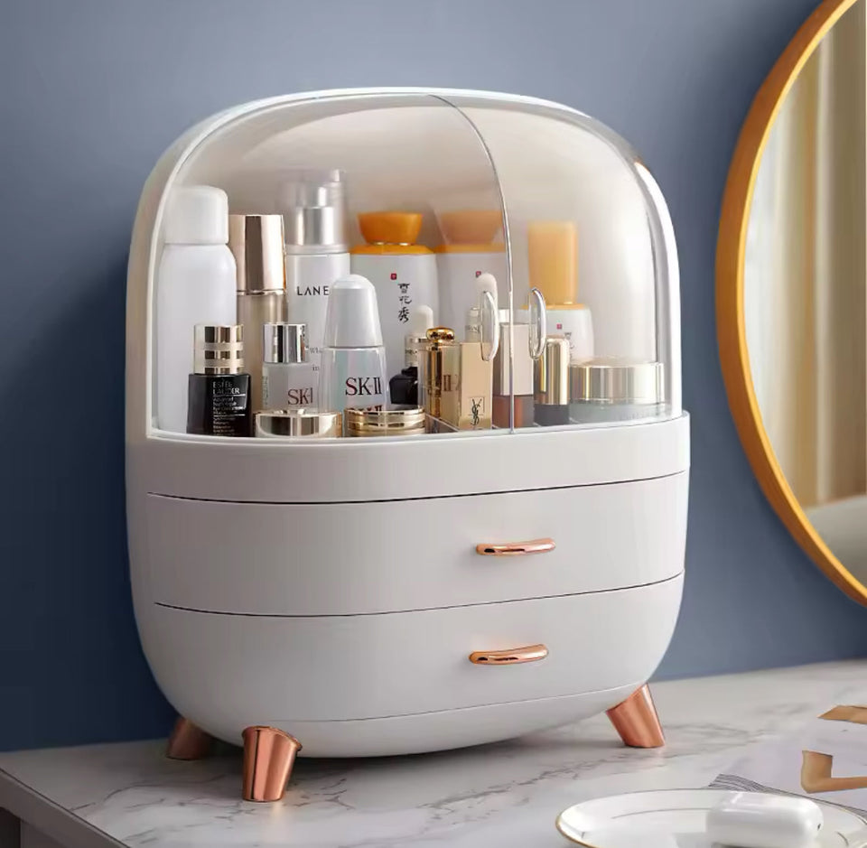 Desktop Cosmetics Storage Box With Drawers, Makeup Sundries Storage Organizer, Cosmetic Display Case, Dust Proof Storage Rack