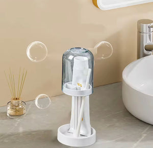 Portable Toothbrush Holder With Mouthwash Cup, Toothpaste  Storage Shelf, Toothbrush Holder With Dust Cover, Toiletries Bathroom Organizer