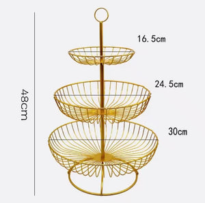 3 Layer Retro Style Fruit Basket, Countertop Metal Fruit Basket, Decoration Fruit Rack, Kitchen Fruit Basket Rack