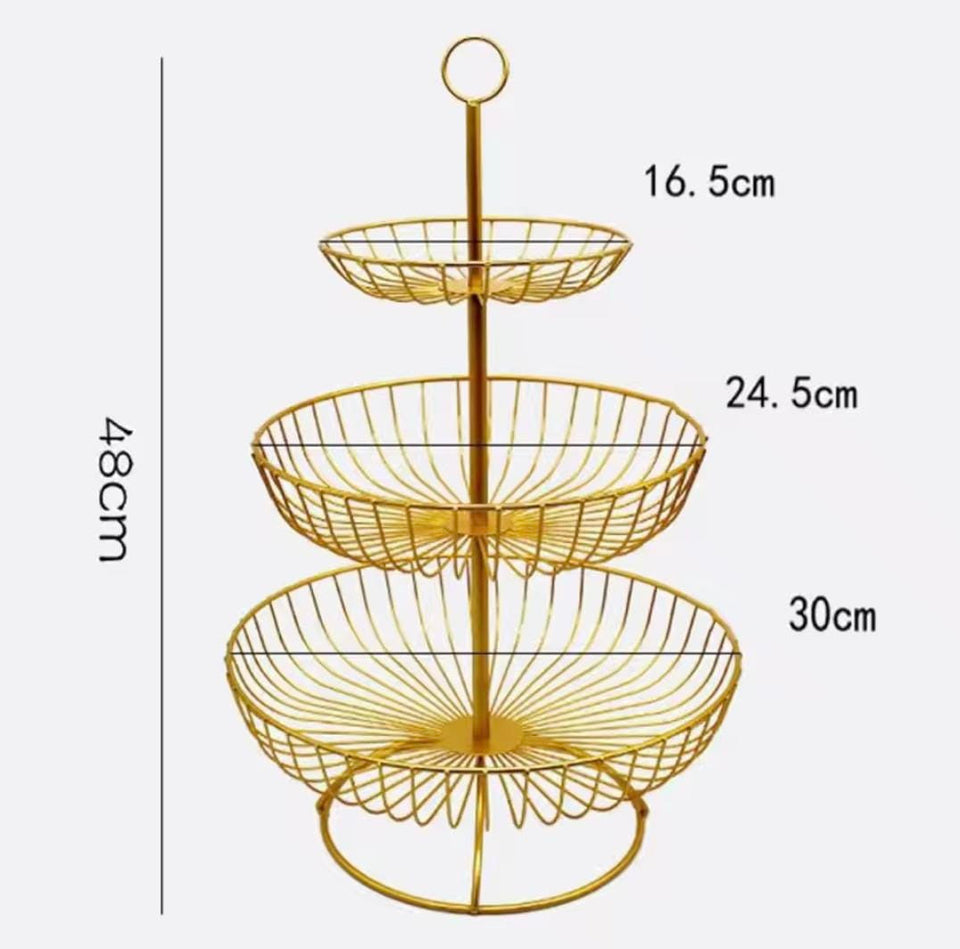 3 Layer Retro Style Fruit Basket, Countertop Metal Fruit Basket, Decoration Fruit Rack, Kitchen Fruit Basket Rack
