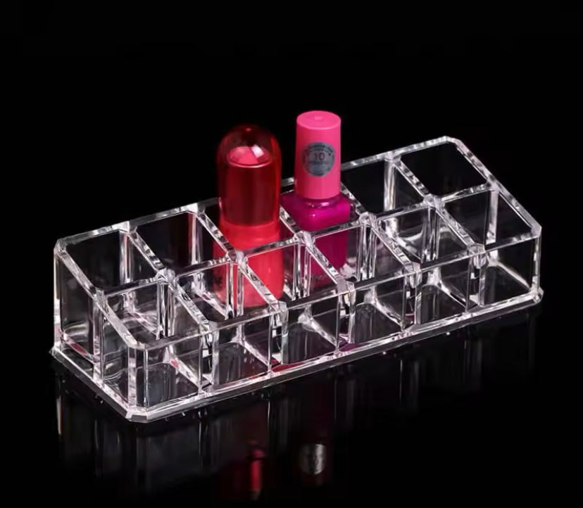 Lipstick Display Stand Holder, Acrylic Lipstick Storage Box, Acrylic Makeup Organizer, Desktop Lipstick Display Storage Box, Cosmetic Nail Polish Storage Rack, Desktop Dressing Table for Lip Glaze Brushes Bottles