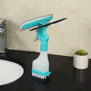 4 in 1 Spray Window Cleaning Brush, Multifunctional Glass Cleaning Scrub With Water Spray, Household Glass Wiper With Water Gun