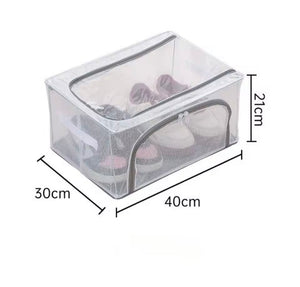 Double Sided Opening Zipper Shoe Storage Box, Foldable Under The Bed Shoe Basket, Dustproof Household Storage Box