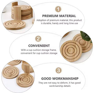 7Pcs Bamboo Cup Insulated Table Mats, Household Drink Cup Pads Protection, Tea Cup Table Holder