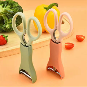 Kitchen Scissors And Peeler Set, Standable Stainless Steel Scissors And Peeler, Vegetable Cutting Scissors, Dryfruit Cutting Scissors And Peeler