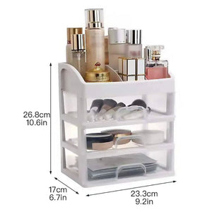Transparent Beauty Counter, Desktop Sundries Storage Box, Dressing Table Storage Rack, Multifunction Desktop Drawer Jewelry Makeup Holder, Four Layer Three Drawer Plastic Box