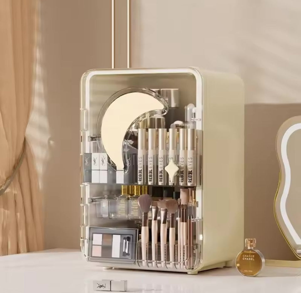 Multi Layer Cosmetic Storage Cabinet, Multifunctional Desktop Storage Rack, Display Case Makeup Box, Desktop Makeup Organizer With Lid