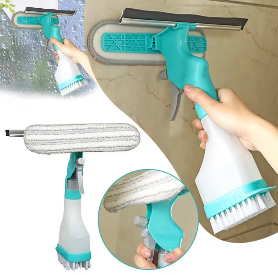 4 in 1 Spray Window Cleaning Brush, Multifunctional Glass Cleaning Scrub With Water Spray, Household Glass Wiper With Water Gun