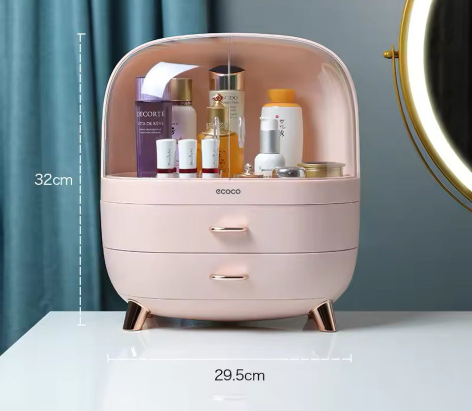 Desktop Cosmetics Storage Box With Drawers, Makeup Sundries Storage Organizer, Cosmetic Display Case, Dust Proof Storage Rack