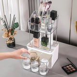 2 Layer Makeup Organizer Countertop, Skincare And Makeup Organizer, Bathroom Counter Organizer, Anti-Slip Dustproof Exquisite Vanity Organizer
