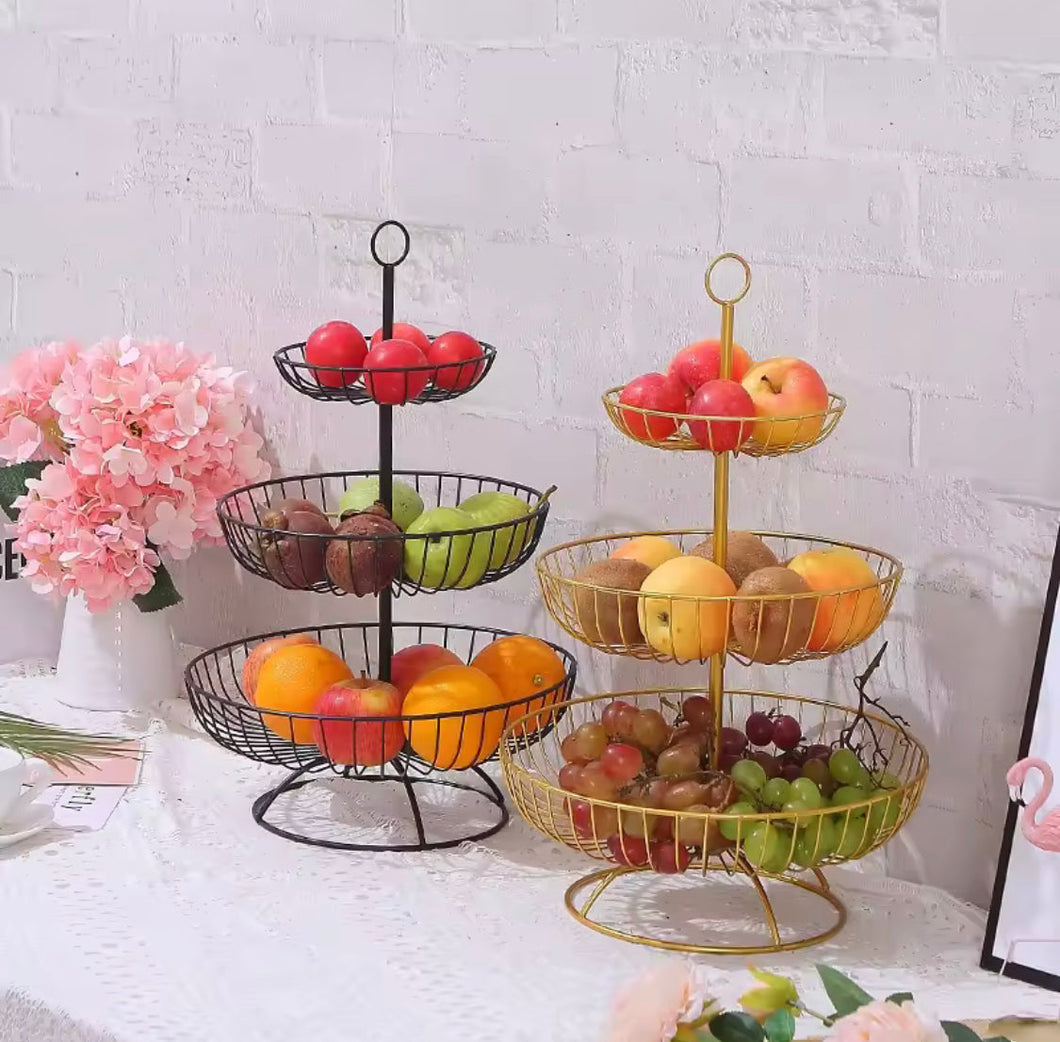 3 Layer Retro Style Fruit Basket, Countertop Metal Fruit Basket, Decoration Fruit Rack, Kitchen Fruit Basket Rack