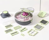 14 In 1 Vegetable Chopper,  Draining Vegetable Cutter With Stainless Steel Blades, Manual Hand Food Chopper, Kitchen Gadget