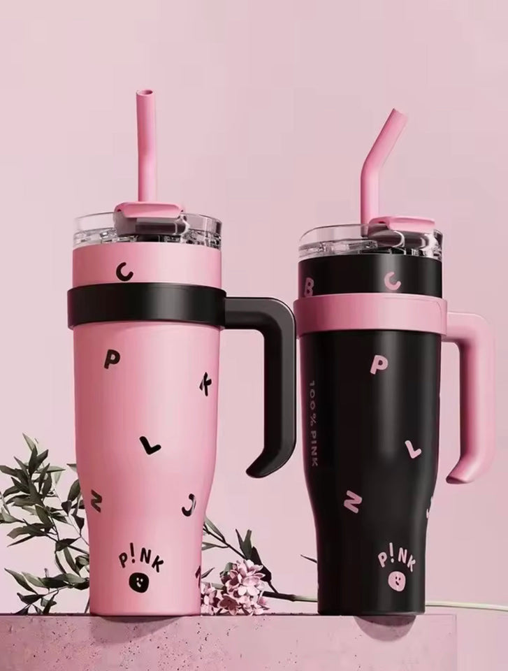1200ML Stainless Steel Tumbler, Insulated Water Bottle Thermos, Large Water Tumbler For Travel, Leak Proof Tumbler With Steel Straw