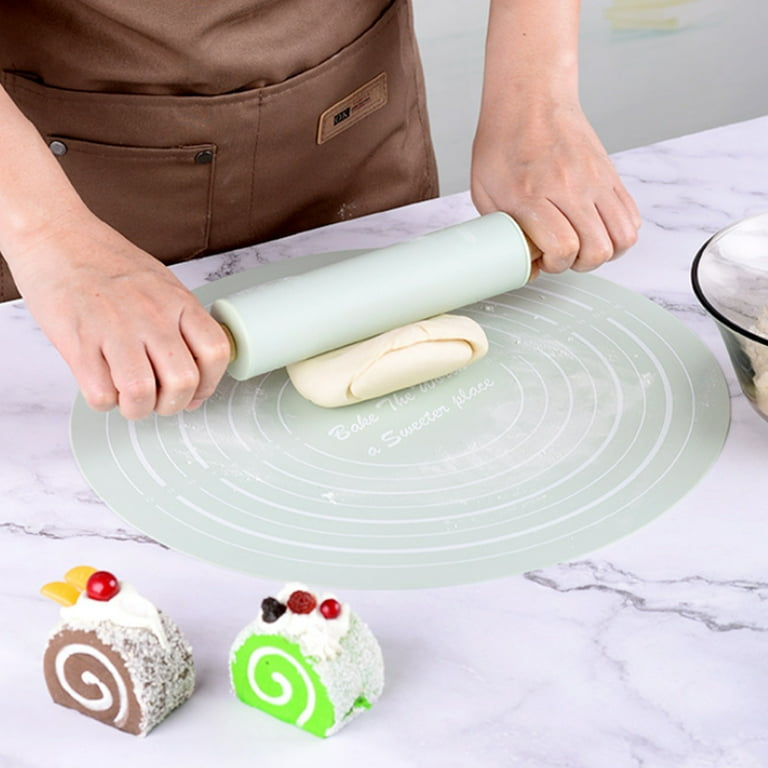 Silicone Dough Mat With Rolling Pin Set, Non-Slip Baking Mat For Pizza Dough, Extra Thick Non-Stick Kneading Mat Set