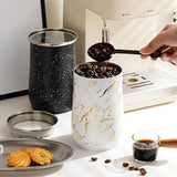 Metal Coffee Bean Container, Airtight Food Jar Container, Modern Marble Design Ceramic Jar, Storage Jar Gift Home Decor