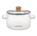 Durable Cooking Glass Pot With Lid, Dual Handles Glass Simmer Pot, Heat Resistant Transparent Cookware, Kitchen Cooking Tool