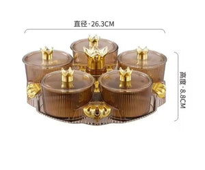 360° Rotating Acrylic Candy Tray, Desktop Decorative Serving Tray With Lid, Living Room Dried Fruit Tray