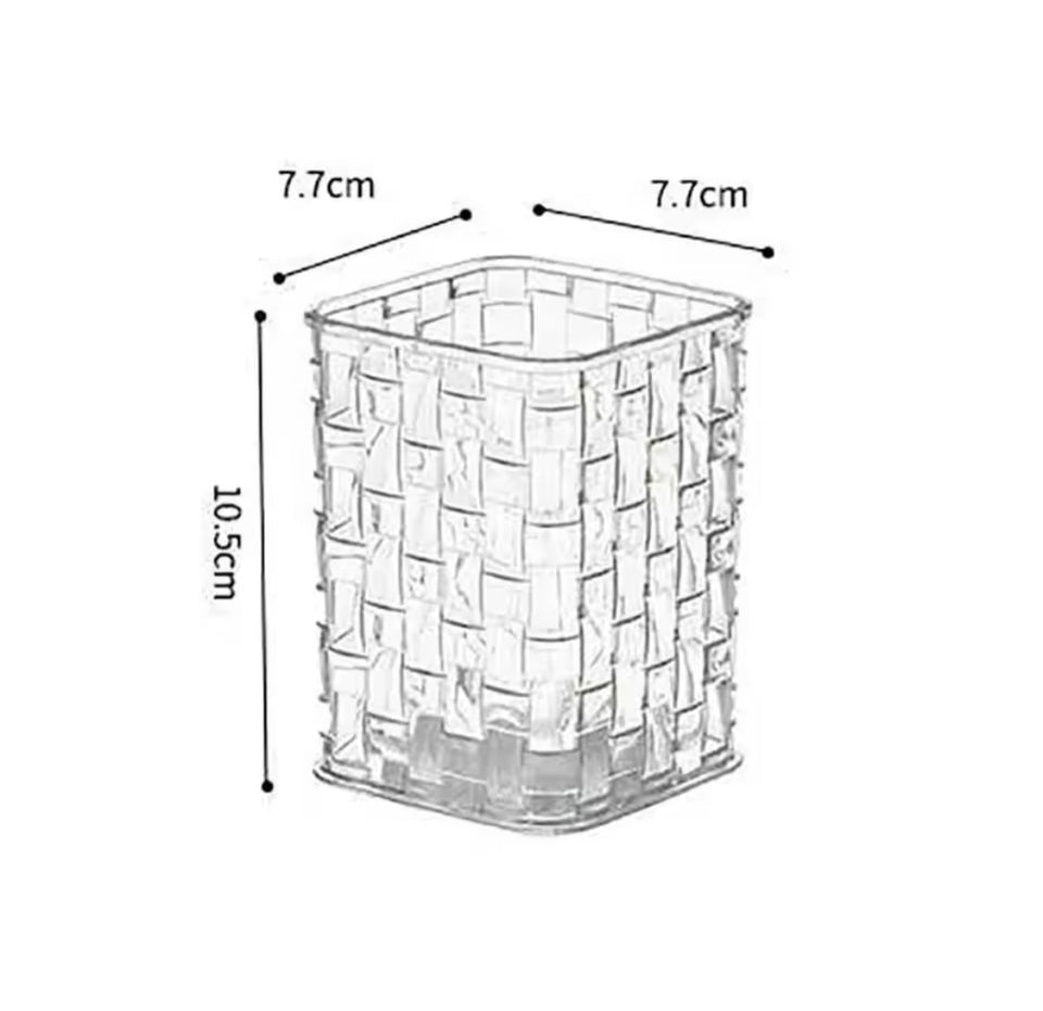 Acrylic Makeup Brush Storage Box, Rattan Weave Desk Cosmetic Organizer, Desktop Eyebrow Pencil Storage Bucket, Jewelry Cosmetic Organizer, Dressing Table Makeup Brush Organizer