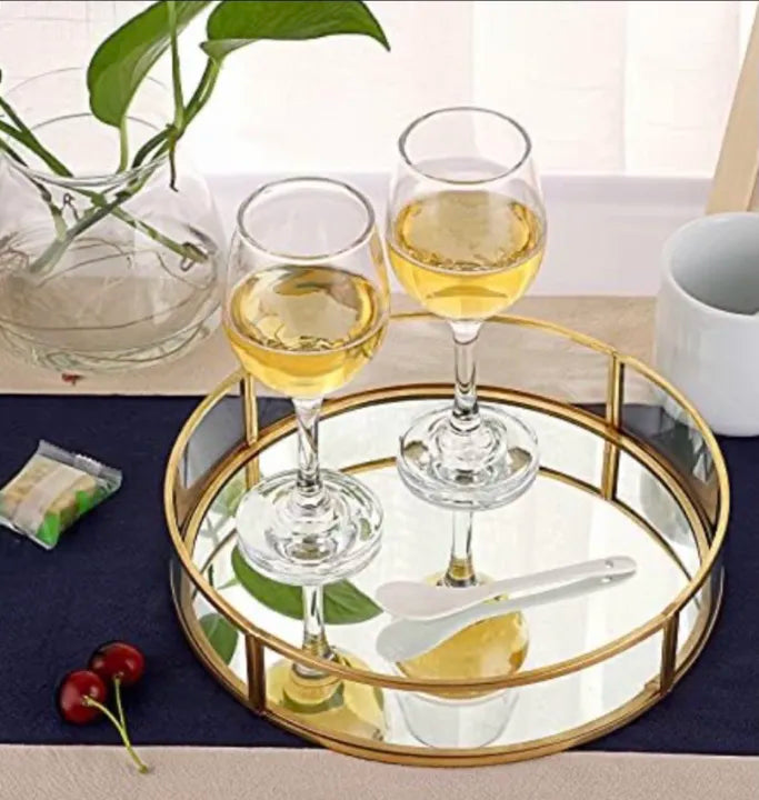 Classy Golden Vanity Display, Multipurpose Cosmetic Jewellery Tray, Kitchen Seasoning Organizer Tray