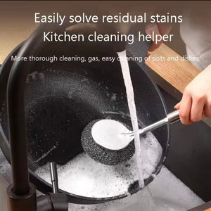 Long Handle Stainless Steel Wire Ball Brush, Strong Decontamination Sink Brush, Durable Extended Wire Dishwash Brush