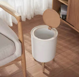 Wooden Pattern Trash Can, Creative Kitchen Dust Bin With Press Cover, Living Room Toilet Garbage Container, Foot Imitation Wood Rubbish Can, Bathroom Kitchen Garbage Bucket