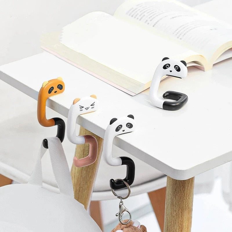 Cartoon Shape Portable Bag Hook, Bracket Punch Free Hooks, Weight Bearing Desktop Hooks, Foldable Cartoon Animal Hooks