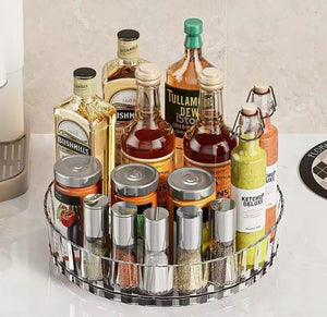 360° Rotating Tray Spice Rack, Seasoning Kitchen Organizer With Base, Non Slip Spice Round Rack Plate, Rotatable Condiment Rack, Multifunctional Rotating Fruit Tray