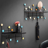 Nordic Style Clothes Rack, 6 Dots Iron Cast Wall Hooks Hanger, Antique Finish Metal Clothes Hanging Rack