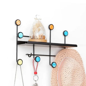 Nordic Style Clothes Rack, 6 Dots Iron Cast Wall Hooks Hanger, Antique Finish Metal Clothes Hanging Rack