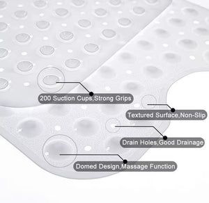 Rectangle PVC Anti Skid Bath Mat, Soft Shower Bathroom  Mat, Suction Cup Non Slip Bathtub Carpet
