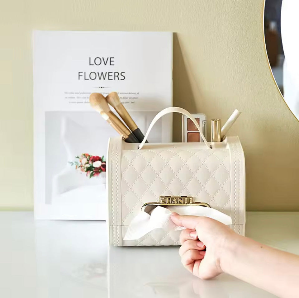 Handbag Shaped Tissue Box, Leather Bag Tissue Box Container, Leather Bag Napkin Container, Luxury Design Tissue Box Holder