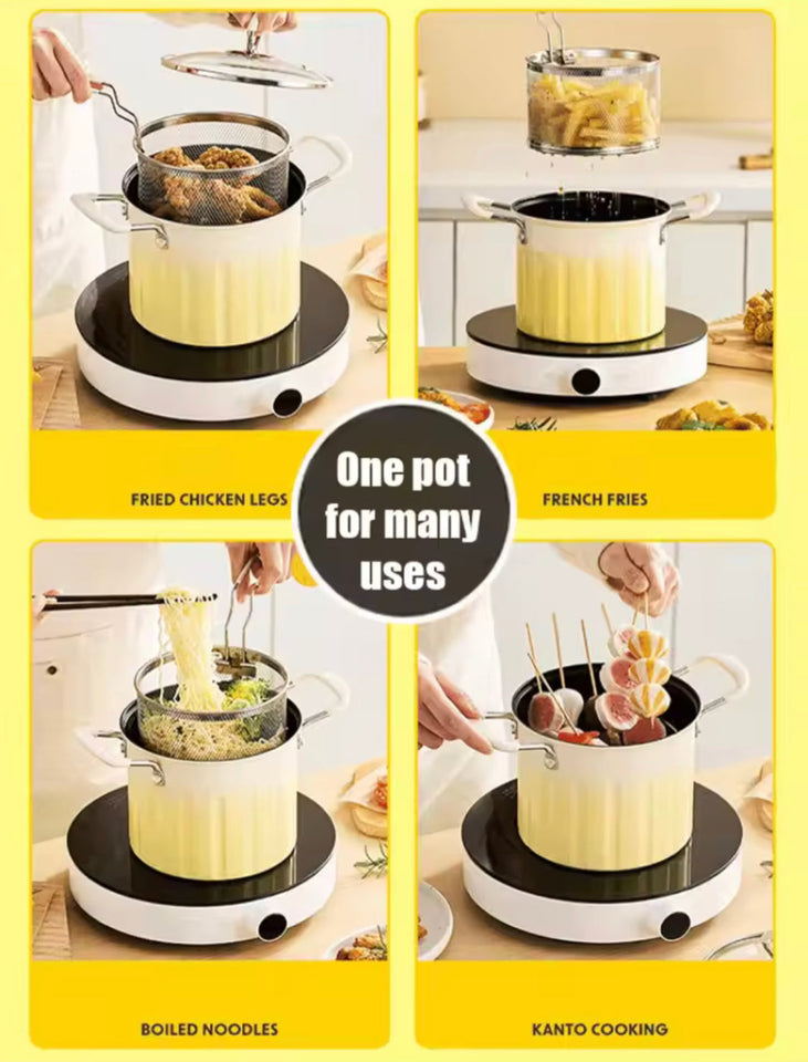 3L Stainless Steel Deep Frying Pot, Multifunctional Household Deep Frying Pan, Non Stick Mini Small Oil Frying Pot