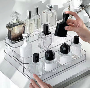3 Tier Acrylic Desktop Perfume Shelf, Kitchen Seasoning Organizer Box, Multi Layer Vanity Countertop