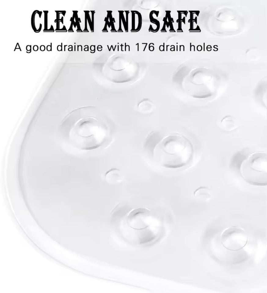 Rectangle PVC Anti Skid Bath Mat, Soft Shower Bathroom  Mat, Suction Cup Non Slip Bathtub Carpet