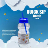 500ml Quick Sip Water Bottle, Kids Cartoon Drinking Water Bottle, Kids Cartoon Water Bottle With Straw