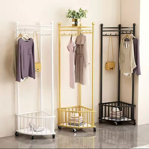 Corner Iron Coat Rack, Heavy Duty Corner Clothes Rack, Minimalistic Floor Iron Rack, Vintage Style Coat Rack