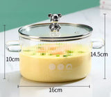 Bear Glass Cooking Pot, Large Capacity High Borosilicate Glass Clear Cooking Pot, Heat Resistant Sauce Pan
