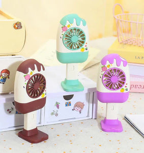 Popsicle Ice Cream Handheld Mini Portable Fan, Rechargeable Ice Cream Mini Hand Fan With Stand, Summer Mini Portable Hand Fan