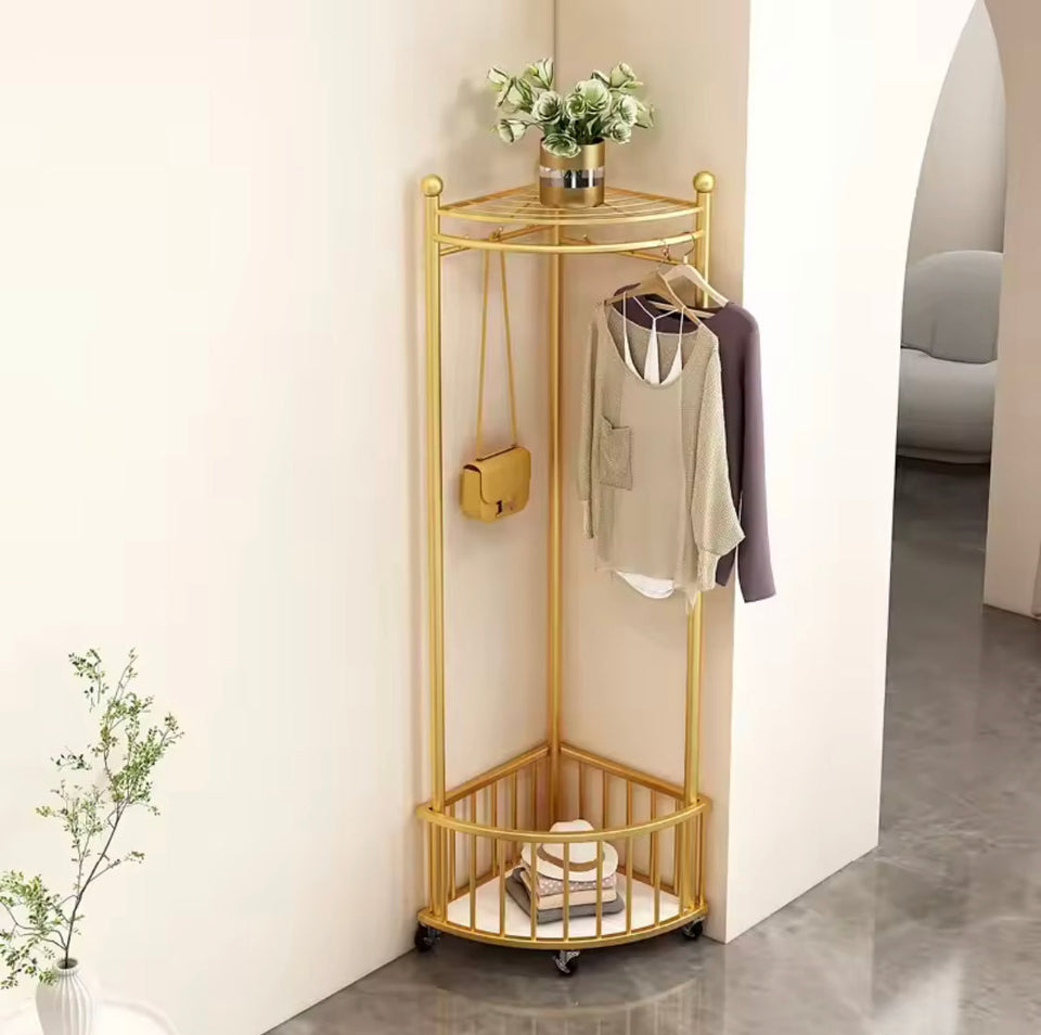 Corner Iron Coat Rack, Heavy Duty Corner Clothes Rack, Minimalistic Floor Iron Rack, Vintage Style Coat Rack