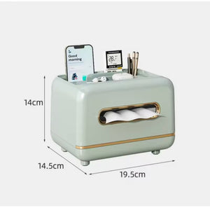Elegant Tissue Box With Magnetic Opening, Multifunctional Tissue Holder, Large Capacity Tissue Dispenser And Phone Stand